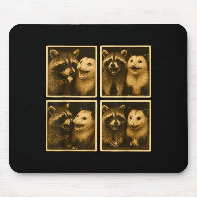 Funny Ssum And Raccoon Photobooth Selfie Trash Fer Mouse Pad (Front)
