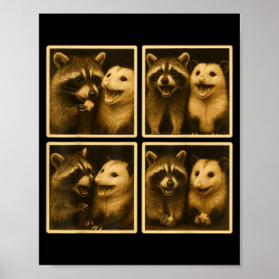 Funny Ssum And Raccoon Photobooth Selfie Trash Fer Poster