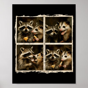 Funny Ssum And Raccoon Photobooth Selfie Trash Fer Poster