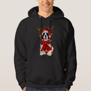 Funny St Bernard gorgeous reindeer Light Christmas Hoodie