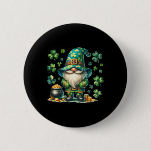 Funny St Paddys Day Gnome With St Patricks Day Pot 6 Cm Round Badge