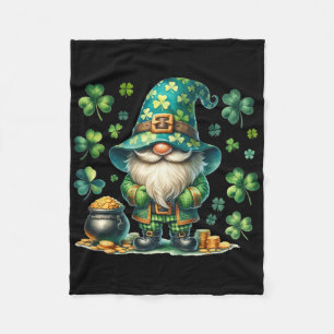Funny St Paddys Day Gnome With St Patricks Day Pot Fleece Blanket