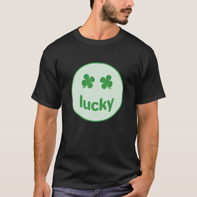 Funny St Patrick Day Lucky Smile Face Meme T-Shirt (Front)