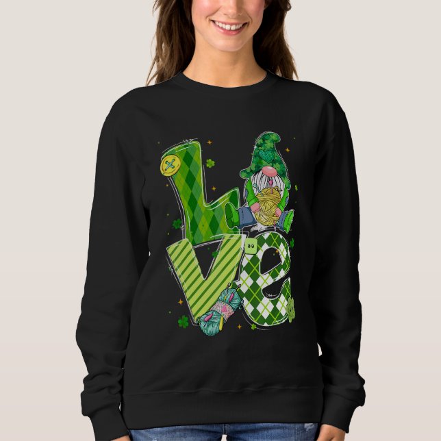 Funny St Patrick S Day Knitting Gnomes Seamstress Sweatshirt (Front)