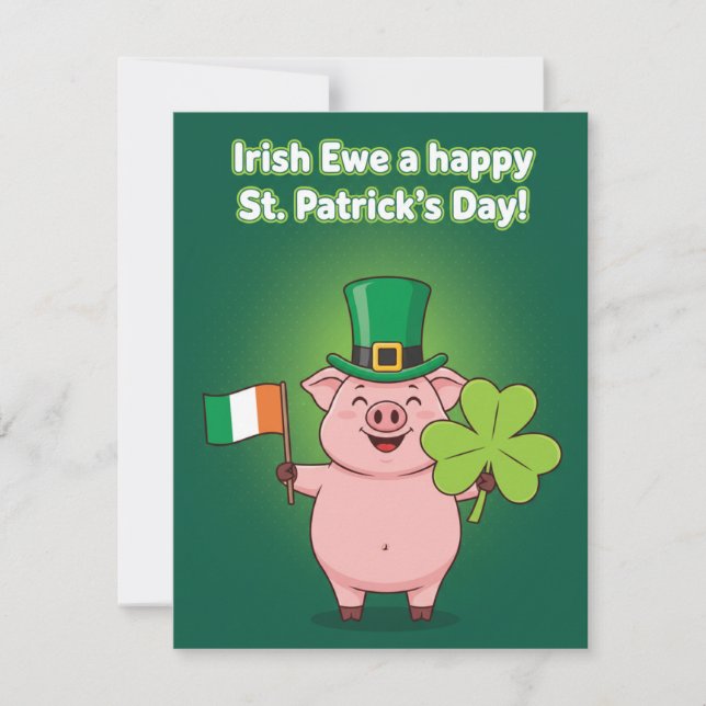 Funny St Patrick’s Day Pig Card (Front)