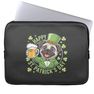 Funny St. Patrick�s Day Pug with Beer Mug Laptop Sleeve