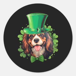 Funny St Patricks Cavalier King Charles Spaniel Classic Round Sticker