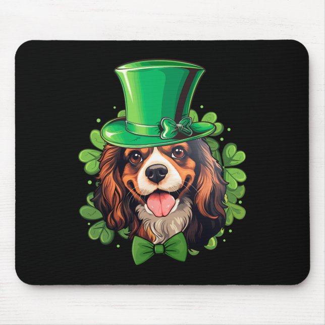 Funny St Patricks Cavalier King Charles Spaniel  Mouse Pad (Front)