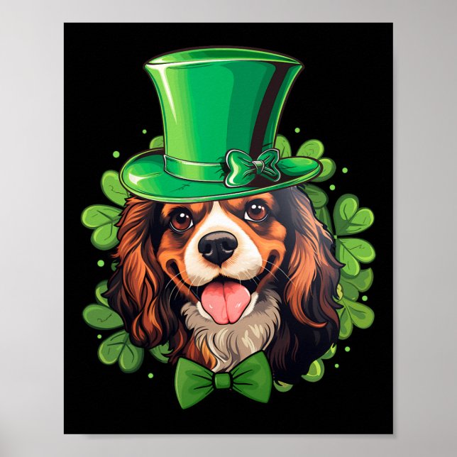 Funny St Patricks Cavalier King Charles Spaniel  Poster (Front)