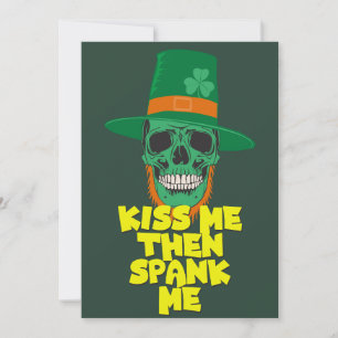 Funny St Patricks Day 2023- Kiss me then spank me Holiday Card