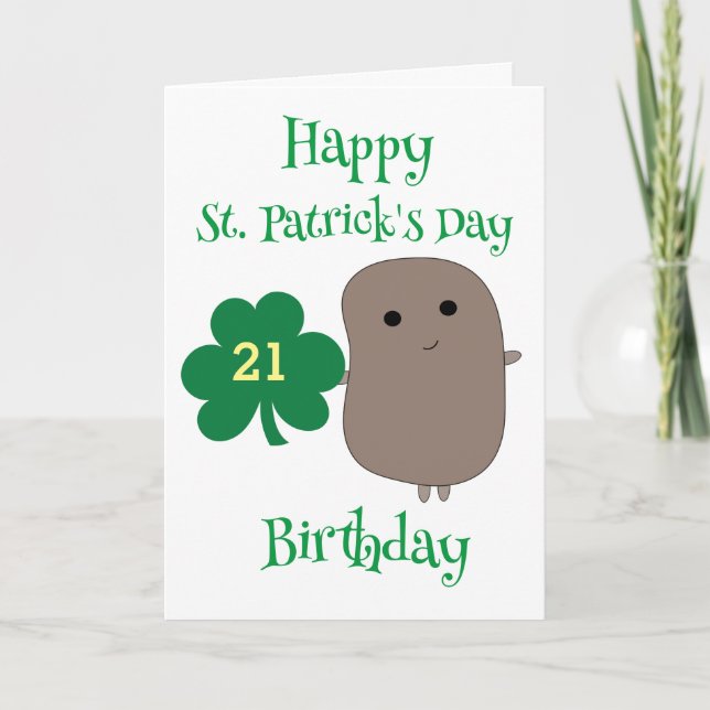 Funny St. Patrick's Day 21st Birthday Card (Front)