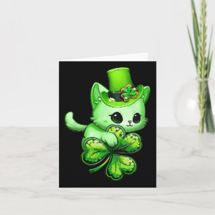 Funny St Patricks Day Cat Holding Shamrock St Patr Card