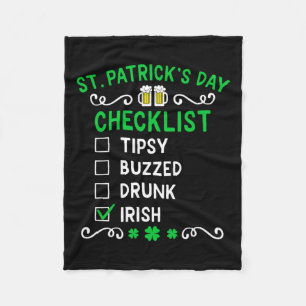 Funny St Patricks Day Checklist 1  Fleece Blanket