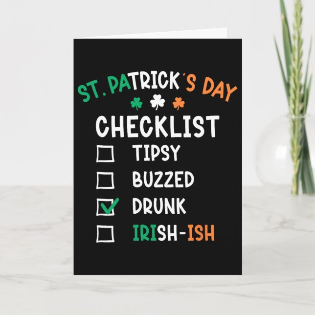 Funny St Patricks Day Checklist 2  Card (Front)