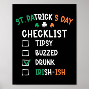 Funny St Patricks Day Checklist 2  Poster