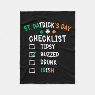 Funny St Patricks Day Checklist 3 Fleece Blanket