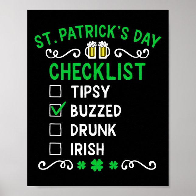 Funny St Patricks Day Checklist 4  Poster (Front)