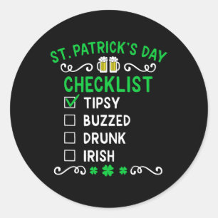 Funny St Patricks Day Checklist Classic Round Sticker