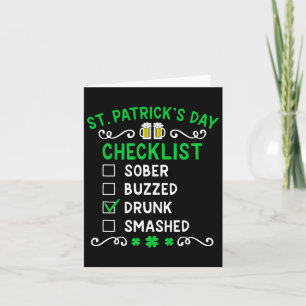 Funny St Patricks Day Checklist Drunk Card