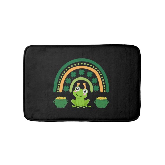 Funny St Patricks Day Cute Frog Bath Mat (Front)