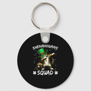 Funny St Patricks Day Dabbing Cat St Paddy Shenani Key Ring