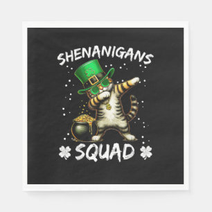 Funny St Patricks Day Dabbing Cat St Paddy Shenani Napkin