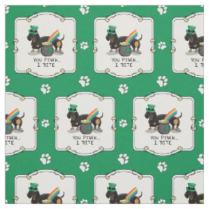 Funny St. Patrick's Day Dachshund (black & tan) Fabric
