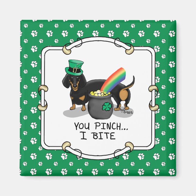 Funny St. Patrick's Day Dachshund (black & tan) Magnet (Front)