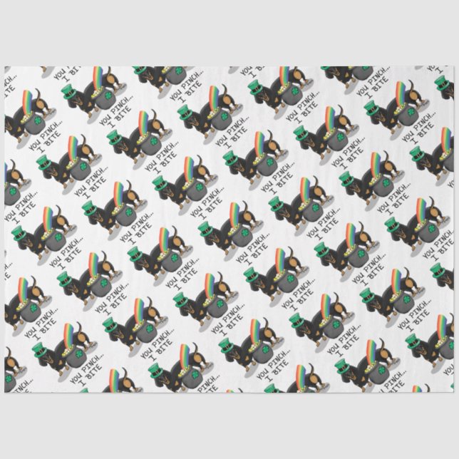 Funny St. Patrick's Day Dachshund (black & tan) Tissue Paper (Front)