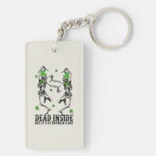 Funny St. Patrick's Day Dead Inside Skeletons Key Ring