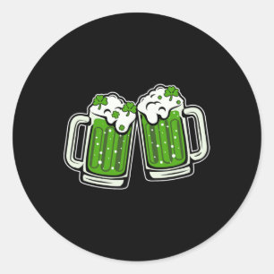 Funny St Patricks Day Drinking Irish Shamrock Gree Classic Round Sticker