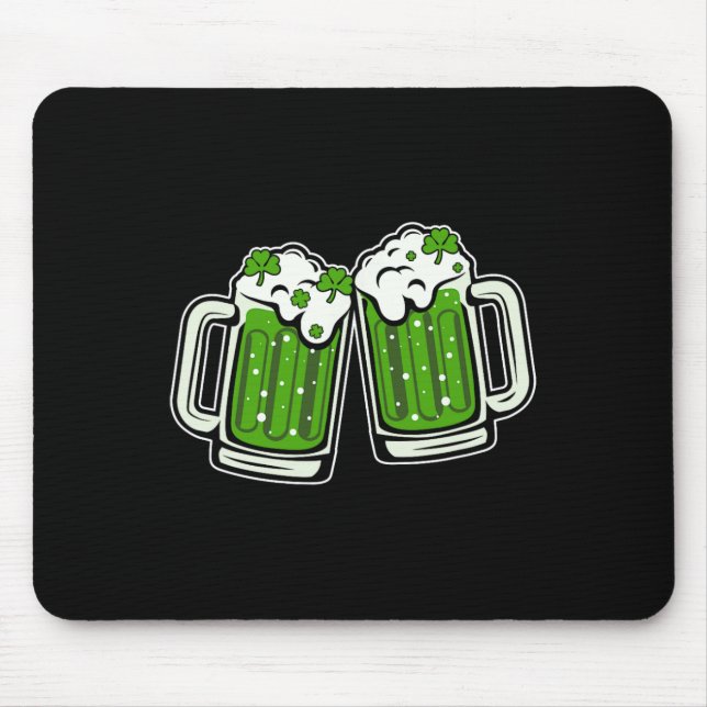 Funny St Patricks Day Drinking Irish Shamrock Gree Mouse Pad (Front)