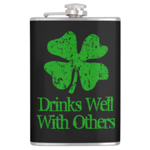 Funny St Patrick's Day drinking quote 8 oz flask