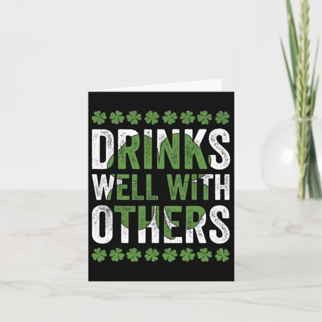 Funny St Patricks Day Drinks Well With Others Beer Card (Front)