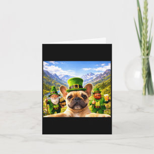 Funny st patricks day french bulldog selfie with card