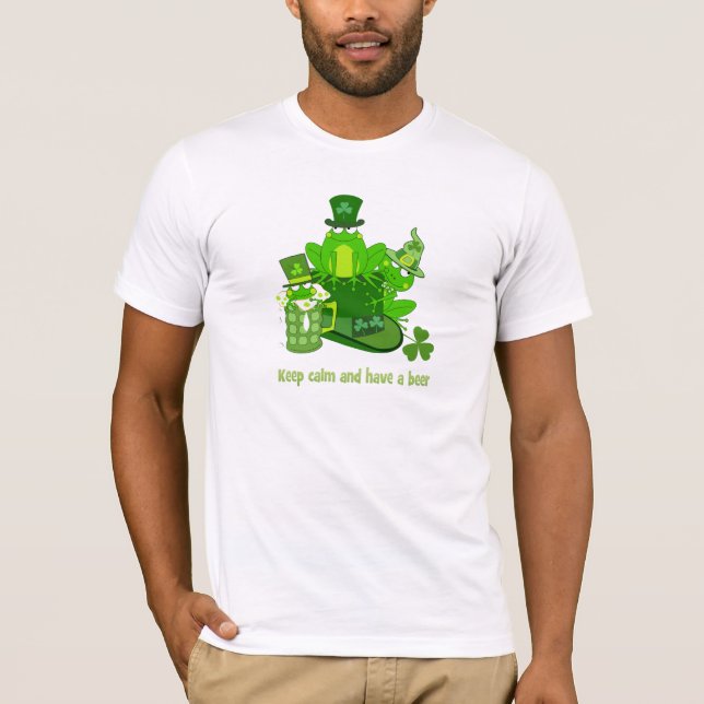 Funny St Patrick's day froggies & text T-Shirt (Front)