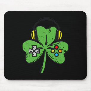 Funny St Patricks Day Gamer Shamrock Video Game Co Mouse Pad