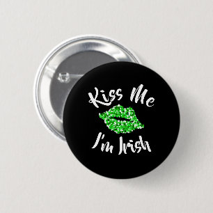 Funny St Patricks Day Green Glitter Kiss Me Irish 6 Cm Round Badge