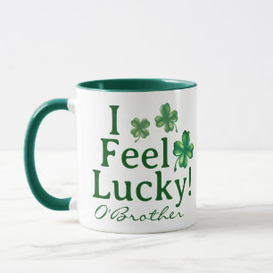 Funny St. Patrick's Day I Feel Lucky Clover Trio Mug
