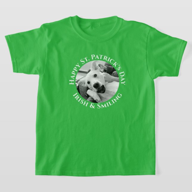 Funny St. Patrick's Day Irish and Smiling Dog T-Shirt (Laydown)