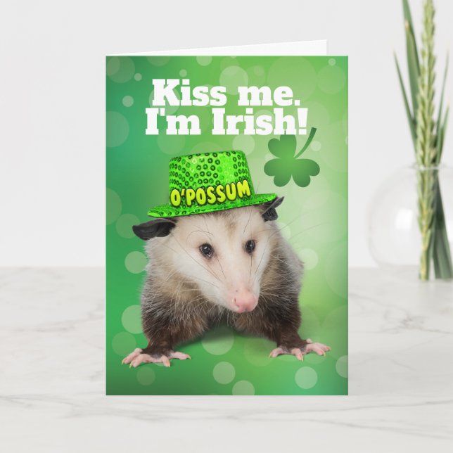 Funny St. Patrick's Day Irish O'Possum Card (Front)