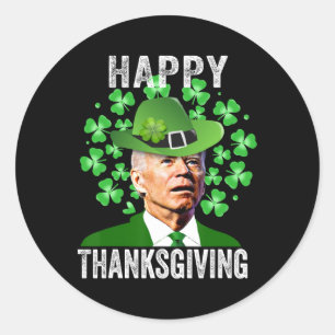 Funny St. Patricks Day Joe Biden Confused Happy Th Classic Round Sticker