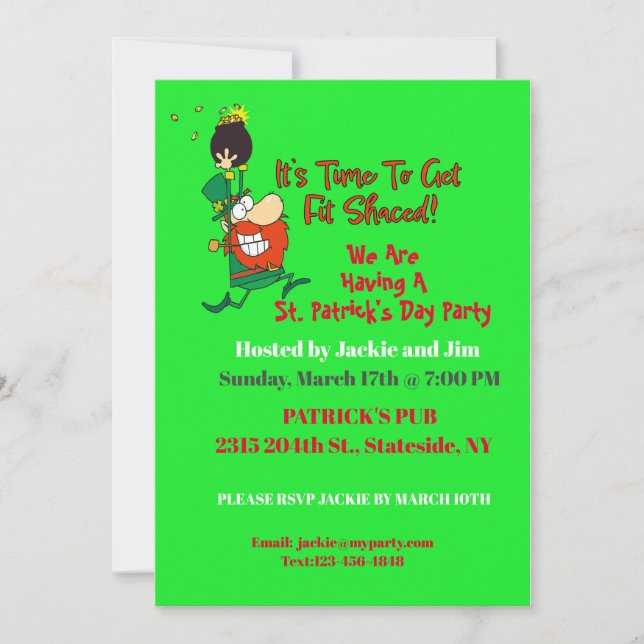 Funny St. Patrick's Day Party Invitation (Front)