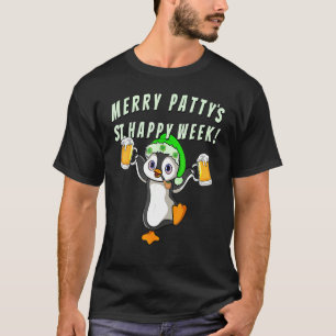 Funny St Patricks Day Party Penguin Drinking T-Shirt