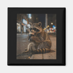 Funny st patricks day racoon drinking dark beer  magnet