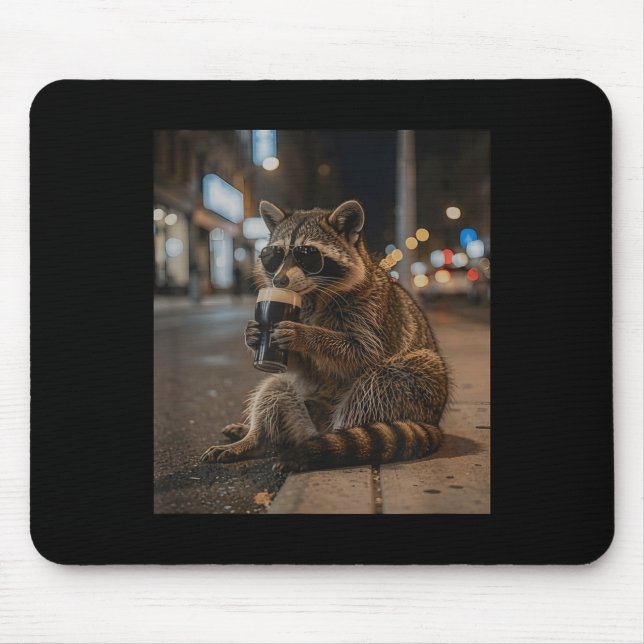 Funny st patricks day racoon drinking dark beer  mouse pad (Front)