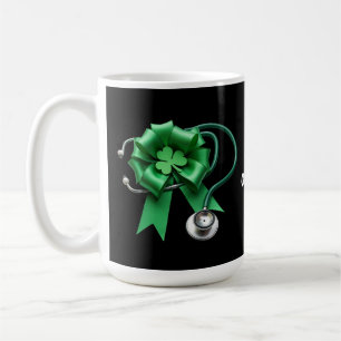 Funny St Patrick's Day Shamrock & Coquette Nurse Coffee Mug