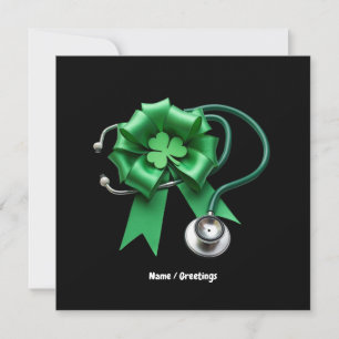 Funny St Patrick's Day Shamrock & Coquette Nurse Invitation