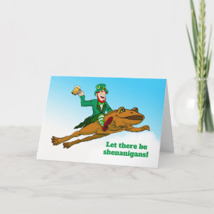 Funny St. Patrick's Day Shenanigans Leprechaun Card