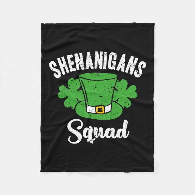 Funny St Patricks Day Shenanigans Squad Irish Sham Fleece Blanket (Front)